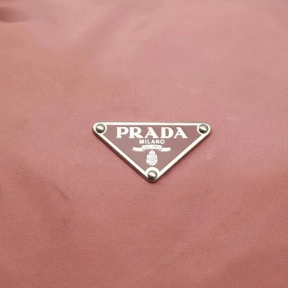 PRADA Hand Bag Nylon Pink Silver Auth